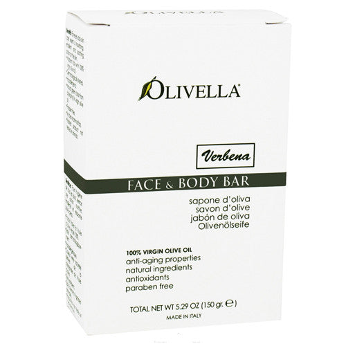 Olivella Virgin Olive Oil Face And Body Bar Soap, Verbena - 5.29 Oz
